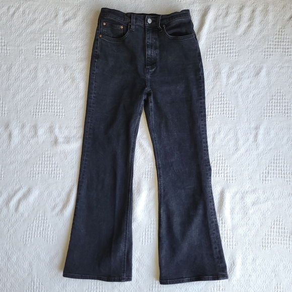 Denim Forum The Twiggy High Rise Flare 28L High-Waisted Flared Jeans- Black - Picture 2 of 12